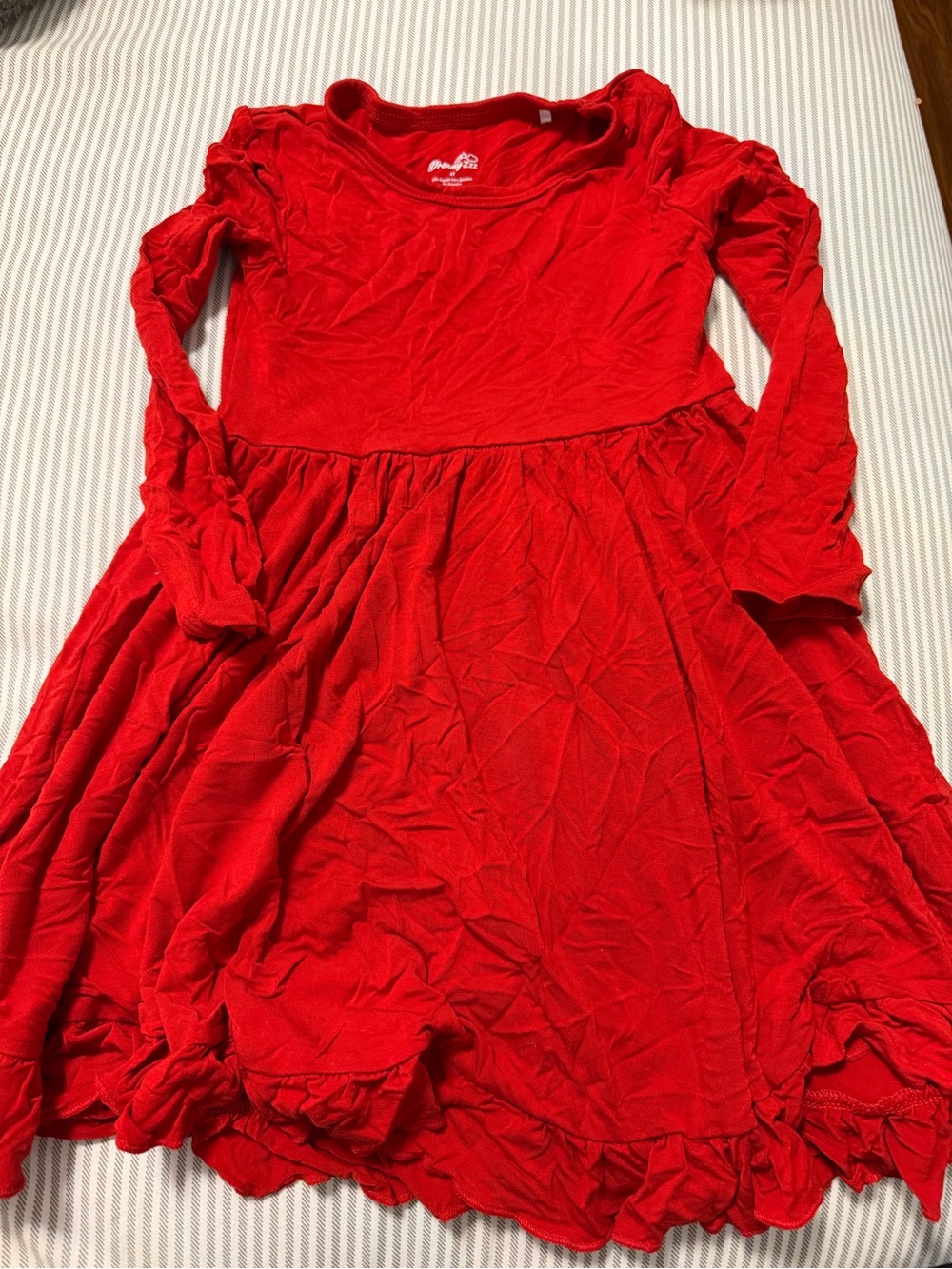 Girls Long Sleeve Red Twirl Dress - DBLC